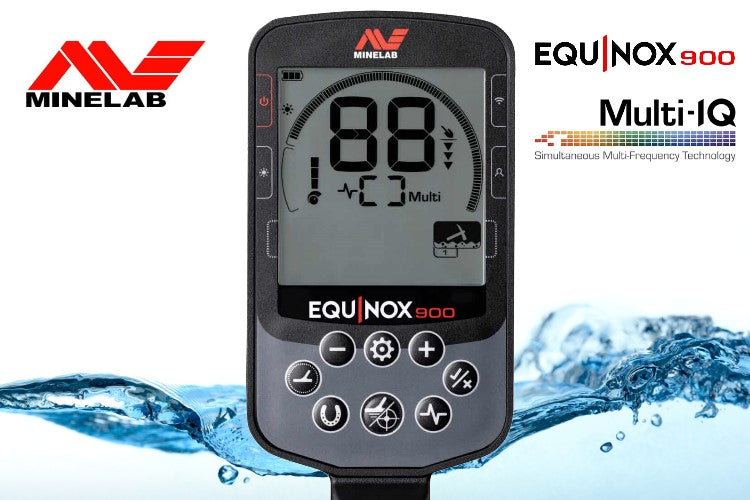 Metalldetektor Minelab Equinox 900 mit Funkkopfhörer und 2 Suchspulen (Showroom) Display