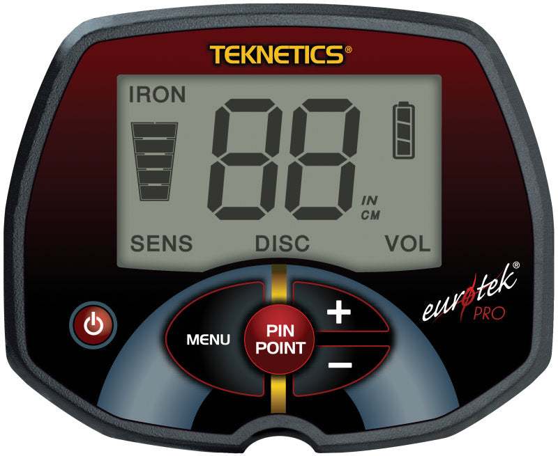 Teknetics Eurotek PRO (LTE) Metalldetektor (neueste Version) Display